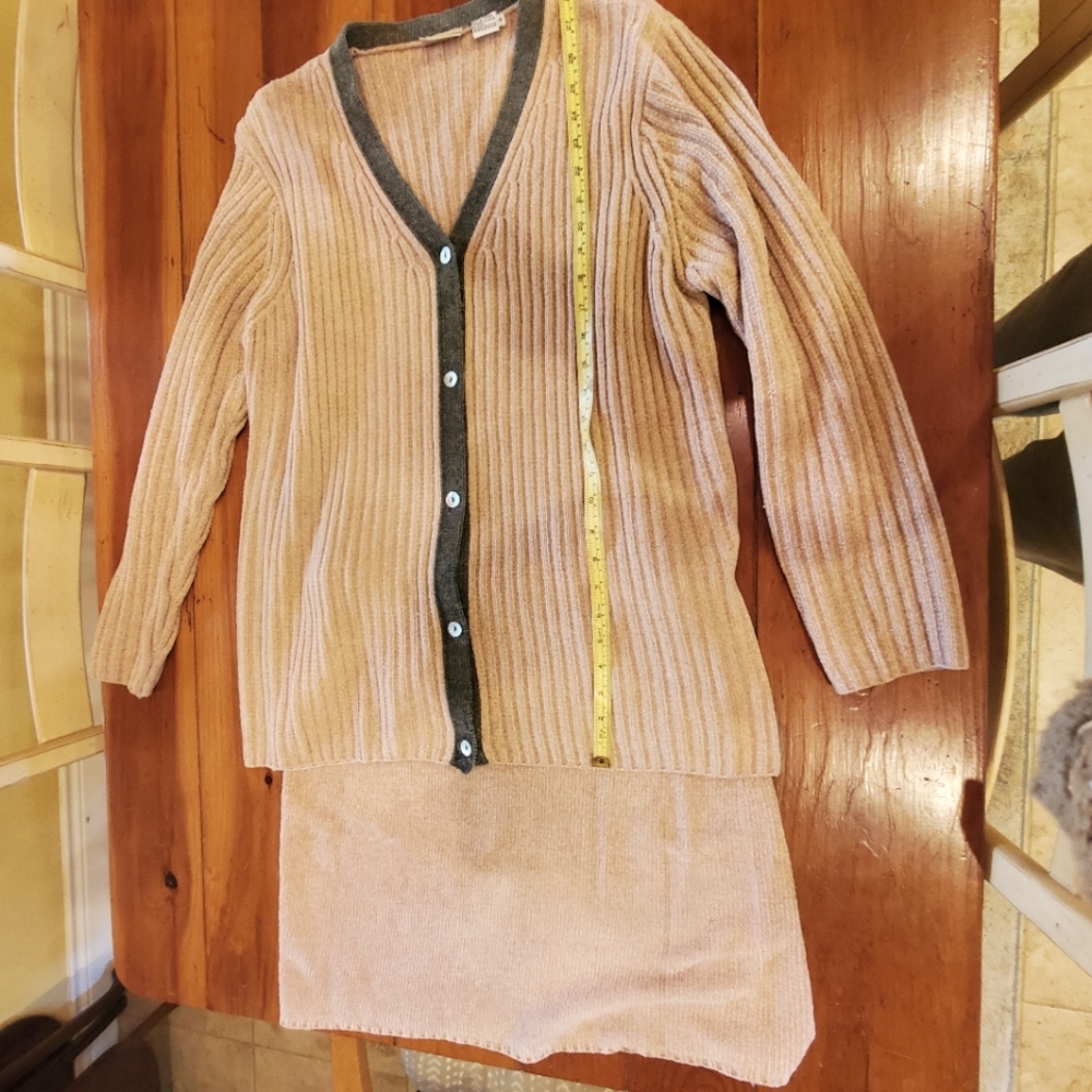 Peach/Dusty Rose and Pewter Sweater and Skirt